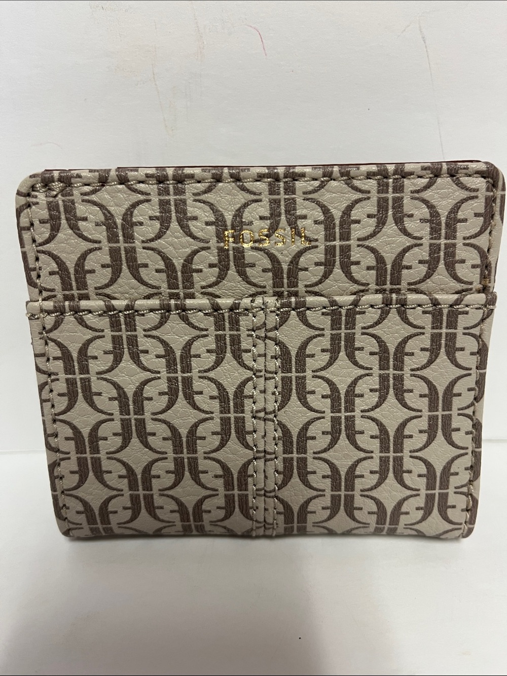 Fossil Taupe/Tan Monogram Compact Wallet